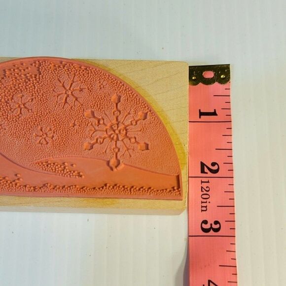 NEW Toomuchfun 1/2 Circle Snowflakes Rubber Stamp Wood Mount Katie Darnell 1722L - Picture 6 of 6